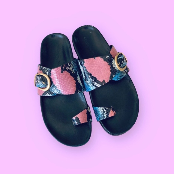 MARION PARKE CYRUS PYTHON PRINT BUCKLE SLIDE SANDALS - Picture 16 of 16
